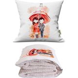 Caisya Sevgi Yağmuru Baskılı Dekoratif Yastık Kırlent Opsiyonel Battaniye 2 In 1 - 110 x 170 cm - Renkli