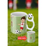 Caisya Siyah Beyaz Futbol Toplu Milli Takım Oyunculu Taraftar Isimli Baskılı Kupa Bardak