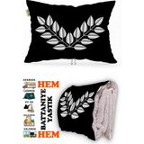 Caisya Yaprak Motif Desen Baskılı Tv Battaniyeli Opsiyonel Dekoratif Yastık Battaniye 2in1 Gifts - Renkli - 115 x 170 cm