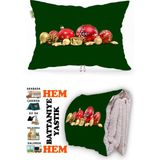 Caisya Yılbaşı Noel Desen Baskılı Tv Battaniyeli Opsiyonel Dekoratif Yastık Battaniye 2in1-0 - Renkli - 115 x 170 cm