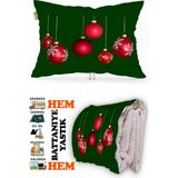 Caisya Yılbaşı Noel Desen Baskılı Tv Battaniyeli Opsiyonel Dekoratif Yastık Battaniye 2in1-01 - Renkli - 115 x 170 cm