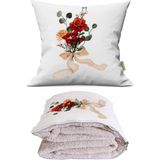 Caisya Zarif Buket Baskılı Dekoratif Yastık Kırlent Opsiyonel Battaniye 2 In 1 - 110 x 170 cm - Renkli