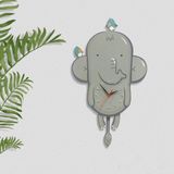 caju art & decoration Ahşap Sallanan Sarkaçlı Fil Ve Kuşlar Çocuk Duvar Saati