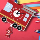 caju art & decoration Ahşap Sallanan Sarkaçlı Itfaiye Arabası Çocuk Duvar Saati