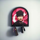 caju art & decoration CajuArt Boyutlu Kabartma Tasarım Atatürk Bayrak Tema Anahtarlık Duvar Askılık Dekor