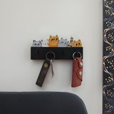 Caju Art & Decoration CajuArt Renkli Çizim Sevimli Kediler Duvar Askılık Anahtarlık