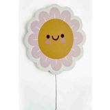 caju art & decoration Çocuk Odası Bebek Odası Led Işıklı Papatya Baskılı Mdf Duvar Süsü