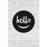 caju art & decoration Dekoratif Hello Merhaba Yazılı Gülen Yüz Ahşap Tablo Süs