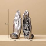 caju art & decoration Dekoratif Ikili Modern El Içinde Buda Heykeli Biblo Set Yoga Tathagata Gümüş