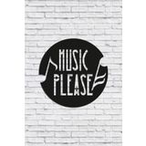 caju art & decoration Dekoratif Music Please Yazılı Müzik Temalı Ahşap Tablo