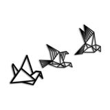 caju art & decoration Dekoratif Origami Tarzı Modern Üçlü Ahşap Kuş Duvar Süsü Ahşap Tablo