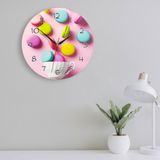 caju art & decoration Dekoratif Renkli Makaronlar Ve Fincan Yuvarlak Duvar Saati
