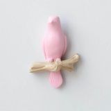 caju art & decoration Dekoratif Tekli Modern Duvar Askılık Dal Üstünde Kuş Duvar Dekor Askı Pembe