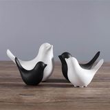 caju art & decoration Iskandinav Tarz Dörtlü Kuş Biblo Siyah Beyaz Modern Süs