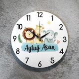 Caju Art & Decoration İsme Özel Sevimli Hayvan Figürlü Çocuk Odası Duvar Saati