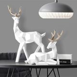 caju art & decoration Modern Kübik Ikili Geyik Biblo Ev Ofis Mobilya Dekor Süs Beyaz