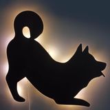 caju art & decoration Oyuncu Köpek Led Işıklı Siyah Ahşap Tablo Duvar Dekoru