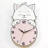 caju art & decoration Saat Arkasından Bakan Sevimli Kedi Çocuk Odası Duvar Saati