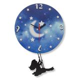 caju art & decoration Sallanan Ahşap Sarkaçlı Gece Salıncaklı Kız Duvar Saati