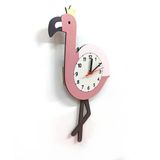 caju art & decoration Sallanan Sarkaçlı Flamingo Desenli Çocuk Odası Duvar Saati
