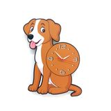 caju art & decoration Sevimli Kahverengi Köpek Çocuk Odası Duvar Saati Dekor