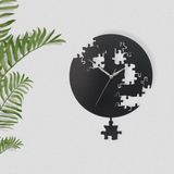 caju art & decoration Siyah Puzzle Desenli Modern Sallanan Sarkaçlı Duvar Saati