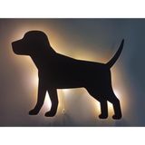 caju art & decoration Yürüyen Köpek Led Işıklı Siyah Ahşap Tablo Duvar Dekor