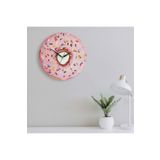 CajuArt Dekoratif Pembe Donut Yuvarlak Ahşap Duvar Saati