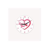 CajuArt Kalp İçinde Love You Yazılı Sevgililer Günü Ahşap Duvar Saati