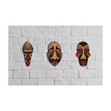 CajuArt Otantik Maske Kabile Süs Dekoratif Üçlü Ahşap Tablo