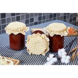 Caka Home 3'lü Kumaş Kavanoz Kapağı Ekose Desen Sarı - 11 ml