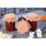 Caka Home 3'lü Kumaş Kavanoz Kapağı Ekose Desen Turuncu - 11 ml