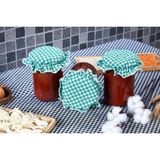 Caka Home 3'lü Kumaş Kavanoz Kapağı Ekose Desen Yeşil - 11 ml