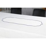 Caka Home Runner Oymalı Nakışlı Keten Efektli Lacivert - 40 x 115 cm