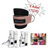 Çakabey Ankle Straps Fitness Ayak Bileği Ağırlık Çalışma Kemeri Cable Kickback Bilek Aparatı Sağ/sol Takım Haki Renk 100 kg çekme kuvveti - Pembe