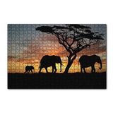 Cakapuzzle Afrika Günbatımında Filler 120 Parça Ahşap Puzzle