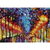 Cakapuzzle Ağaçlı Yol Ve Şemsiyeli Adam Yağlı Boya Puzzle Yapboz Mdf Ahşap
