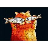 Cakapuzzle Balık Gözlü Kedi Karikatürize 120 Parça Ahşap Puzzle