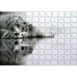 Cakapuzzle Cam Zeminde Sevimli Yavru Kedi Çizim 120 Parça Ahşap Puzzle