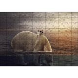 Cakapuzzle Dev Kutup Ayısı ve Üzerinde Çocuklar İllüstrasyon 120 Parça Ahşap Puzzle