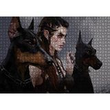 Cakapuzzle Elf Kızı ve İki Doberman Köpeği 120 Parça Ahşap Puzzle