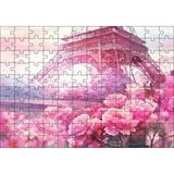 Cakapuzzle Eyfel Kulesi ve Pembe Güller 120 Parça Ahşap Puzzle