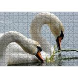 Cakapuzzle Gölde Beslenen Bir Çift Beyaz Kuğu 120 Parça Ahşap Puzzle