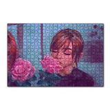 Cakapuzzle Gözleri Kapalı Kız ve Pembe Gül 120 Parça Ahşap Puzzle