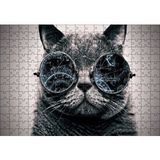 Cakapuzzle Gözlüklü Siyah Kedi ve Formüller 120 Parça Ahşap Puzzle