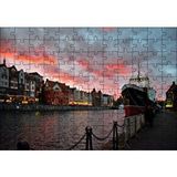 Cakapuzzle Günbatımında Kanal Binalar ve Gemi 120 Parça Ahşap Puzzle