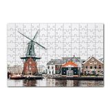 Cakapuzzle Hollanda Yeldeğirmeni ve Şirin Kasaba 120 Parça Ahşap Puzzle