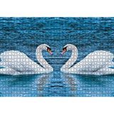 Cakapuzzle İki Beyaz Kuğu Kalp Şekli 120 Parça Ahşap Puzzle