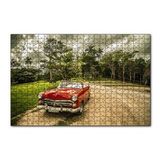 Cakapuzzle Kübada Kırmızı Cabrio Araba ve Ağaçlar 120 Parça Ahşap Puzzle