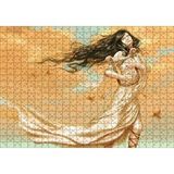 Cakapuzzle Lir Çalan Mistik Kız ve Kuşlar 120 Parça Ahşap Puzzle